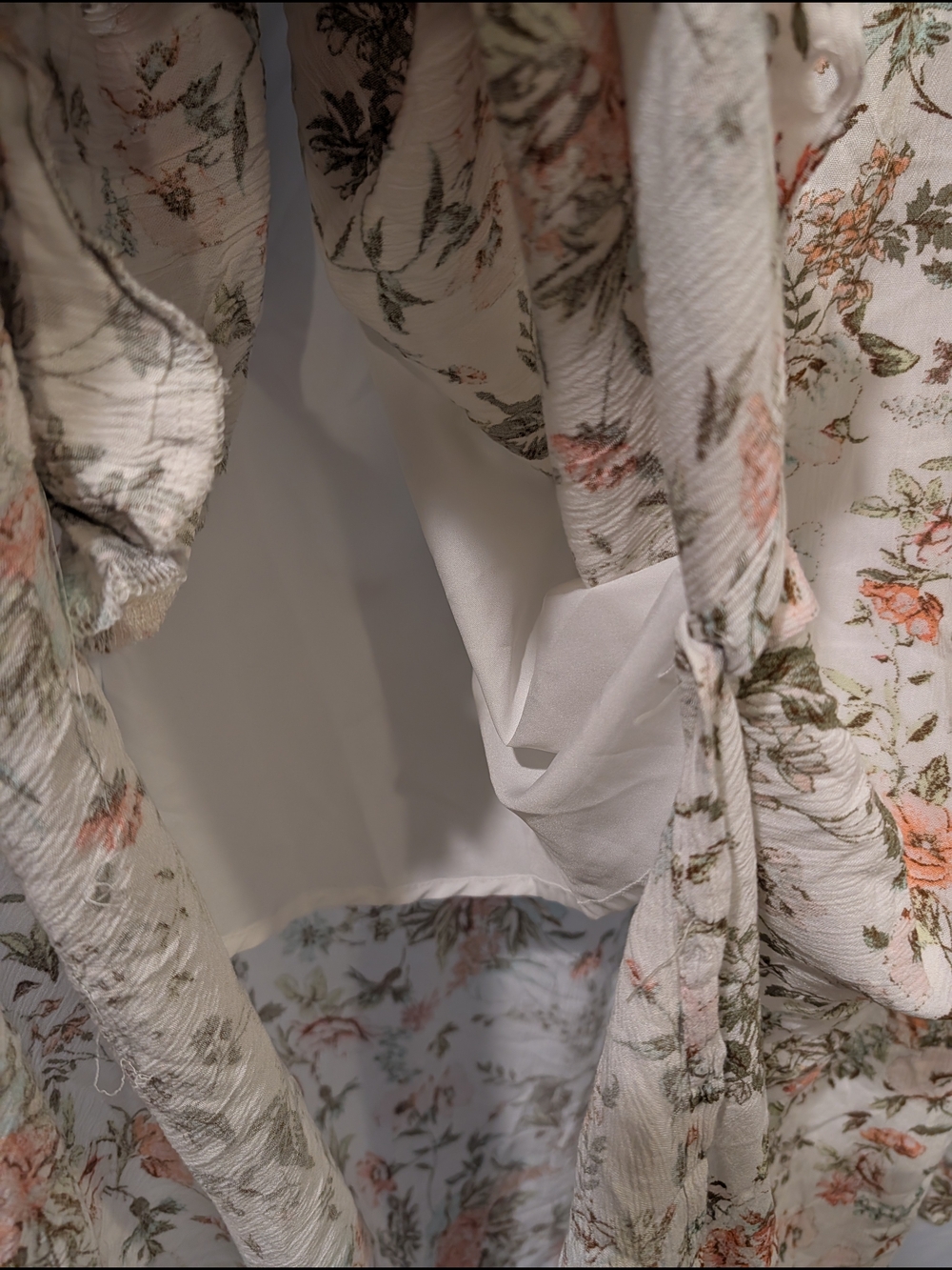 Frye Cream Maxi Dress with Green and Peach Floral Pattern - Picture 5 of 9